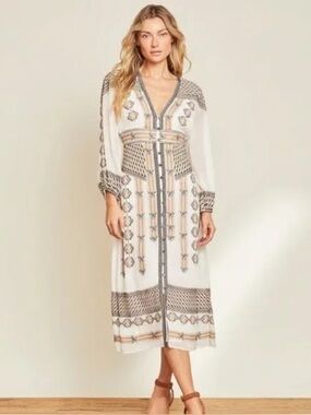 VERONICA BEARD JULIANNA EMBROIDERED BUTTON FRONT MIDI DRESS NEW WITH TAGS